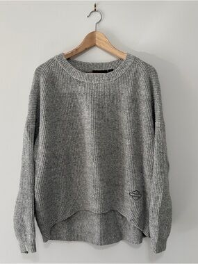 Harley-Davidson | High Low Grey Knit Sweater - Size L